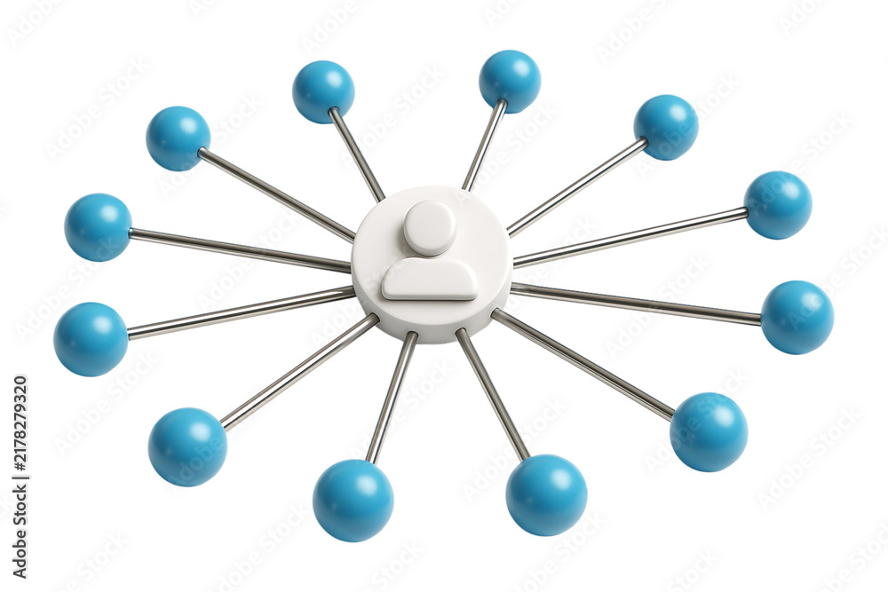 Obraz premium Human Centered Network Hub Isolated on a Transparent Background