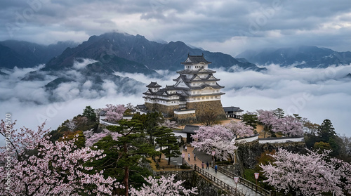 日本のお城と雲海のイメージ