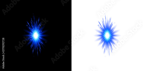 Bright blue glowing magical energy orb effect isolated on transparent background