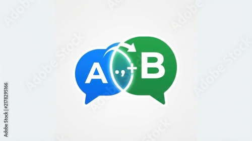 Ab testing speech bubble icon with a rotating arrow for marketing