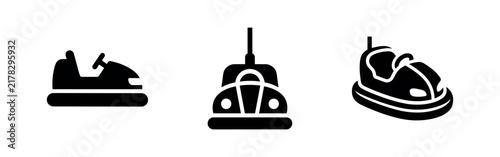Bild auf Leinwand Bumper car amusement park ride icons set