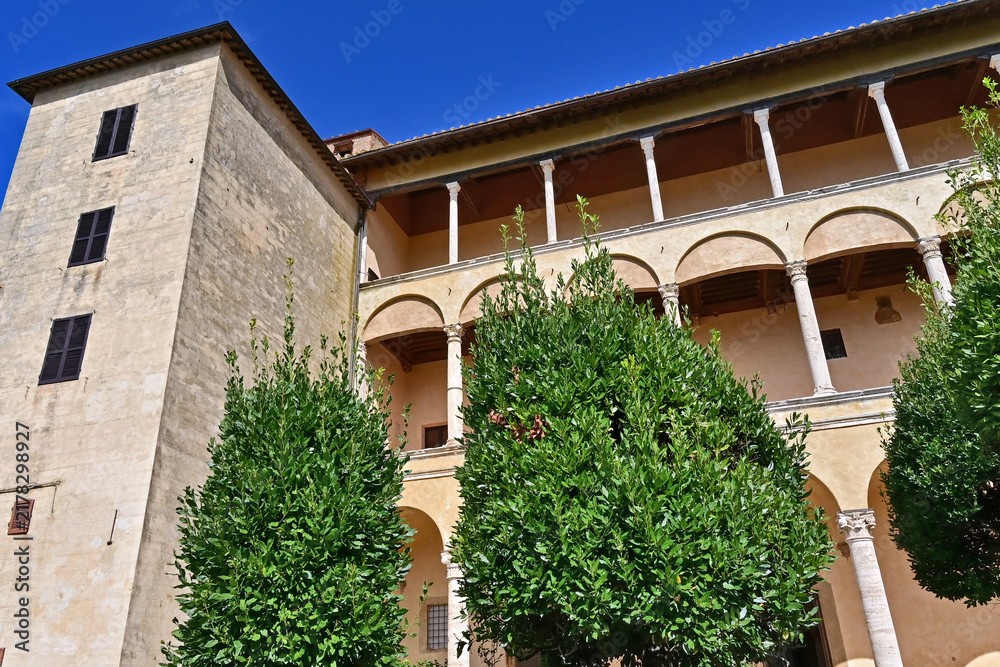 Obraz premium Pienza, Palazzo Piccolomini a Pienza, Val d'Orcia, Toscan