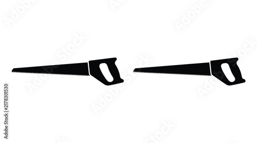 Bild auf Leinwand Two Hand Saws Black Silhouette On White Background