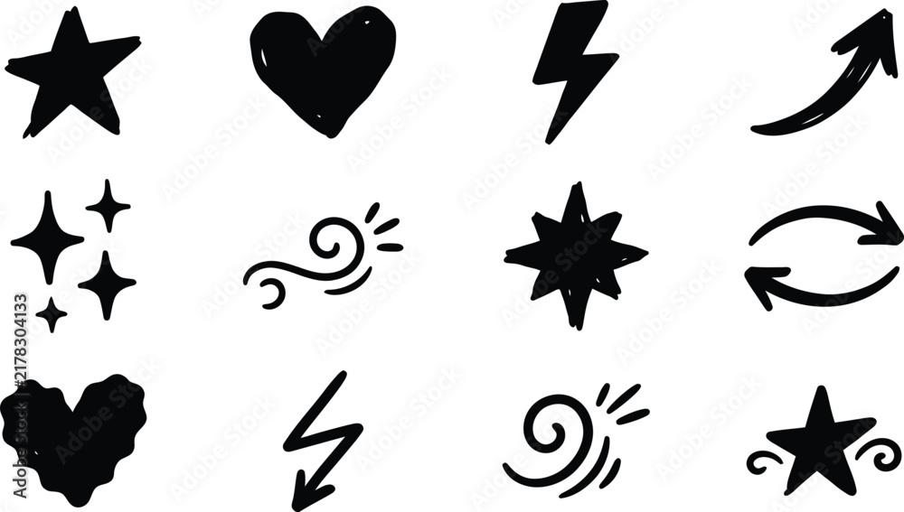 Fototapeta premium black and white icons set