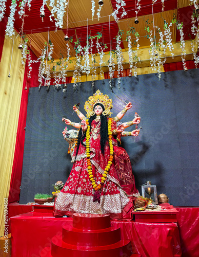 Obraz na płótnie Goddess Durga Religious Sculpture Decorated for Durga Puja Celebration
