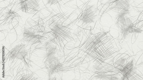 Seamless criss-cross pencil sketch pattern with organic lines and shaded areas for abstract art backgrounds.