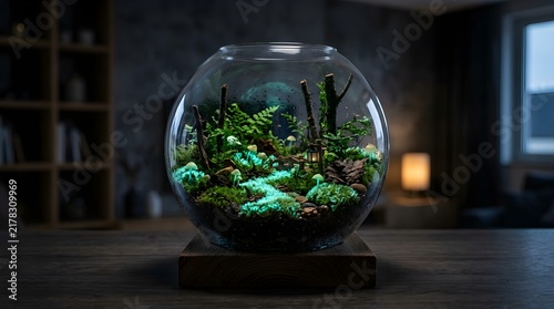Glowing moss terrarium.