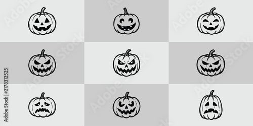 Set of halloween jack-o-lantern pumpkin icons