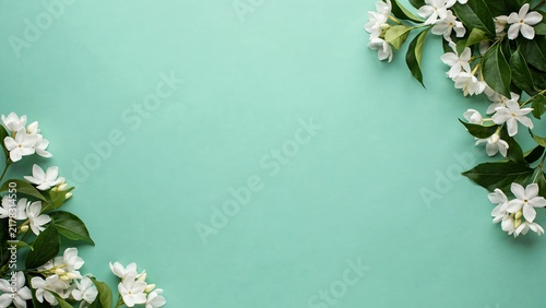 Beautiful White Floral Branch Against Soft Mint Green Transparent Background Perfect for Nature Inspired Designs