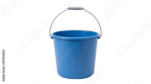 Принти на полотні Bright blue plastic bucket with sturdy handle isolated on white background