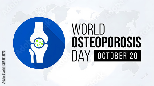 World osteoporosis day awareness illustration showing a bone structure and the date of october twentieth for important health campaigns and education