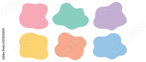 Pastel Organic Blob Shapes Set, Soft Color Abstract Vector Forms