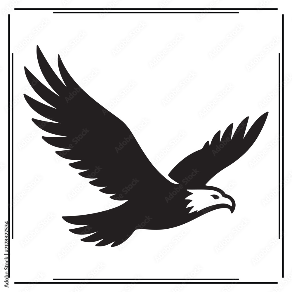 Fototapeta premium Flying Eagle Bird Silhouette Vector Icon