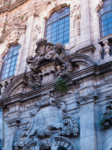 Quadro su tela Carved Granite Baroque Church Facade with Latin Inscription Dated 1750 and Self-