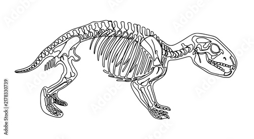 Принти на полотні Dinosaur Skeleton Illustration, Prehistoric Animal Anatomy Outline