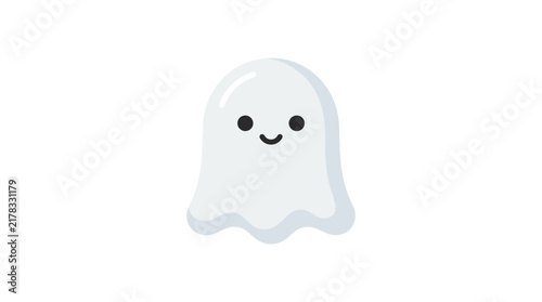 Friendly smiling blue ghost vector character.