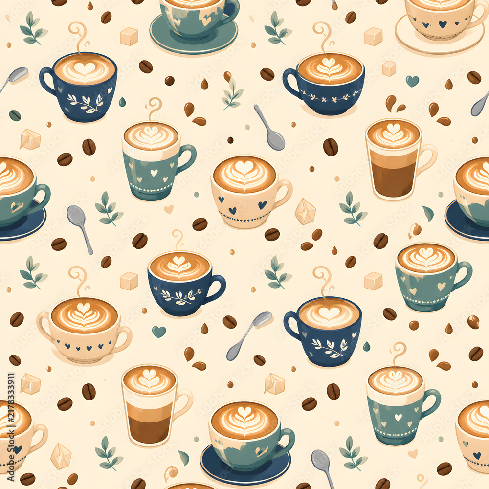 Obraz premium coffee seamless pattern