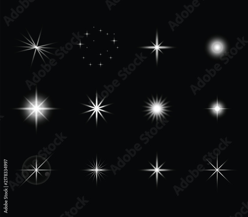 Shine creates radiant starlight with a lens flare Overlay and glittering spark effect. Light, star, flash, glow, Isolated ray, bright, sparkles for festive transparent magic designs. 