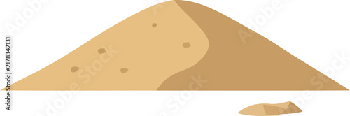 Flat vector illustration of a sand pile or dirt heap for construction and landscaping design concepts