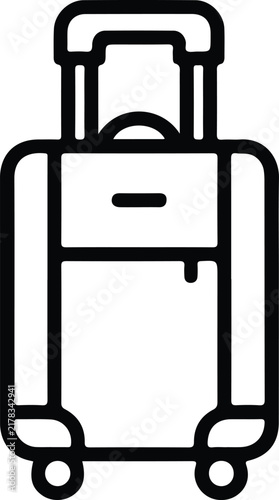 Suitcase Luggage Travel Trolley Icon Minimal Black Outline Vector Symbol