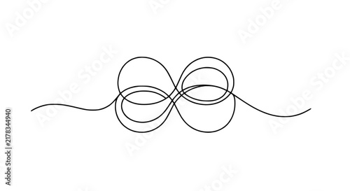 Continuous Line Drawing of Infinity Symbol with Loops, Isolated