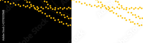 Abstract minimalist design featuring elegant golden dotted lines flowing in parallel motion across a split black and white background