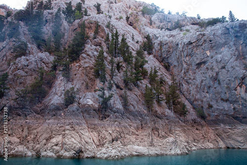 Emerald waters and limestone cliffs at Green Canyon, Turkey