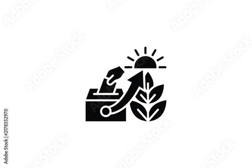 Eco friendly farming and renewable agriculture icon.