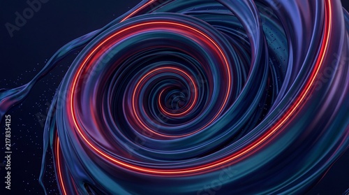 Abstract 3D Spiral Vortex with Glowing Neon Edges