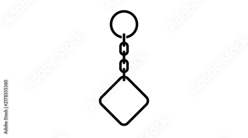 Minimalist diamond shaped keychain outline icon featuring bold black lines isolated on a white background