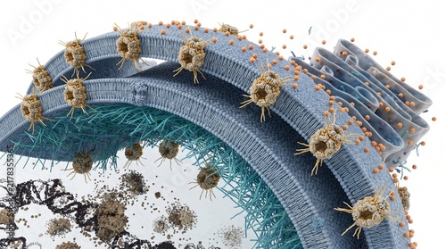 Microscopic 3D Rendering of Eukaryotic Cell Structure with Nuclear Envelope and Cytoplasmic Organelles for Scientific Research