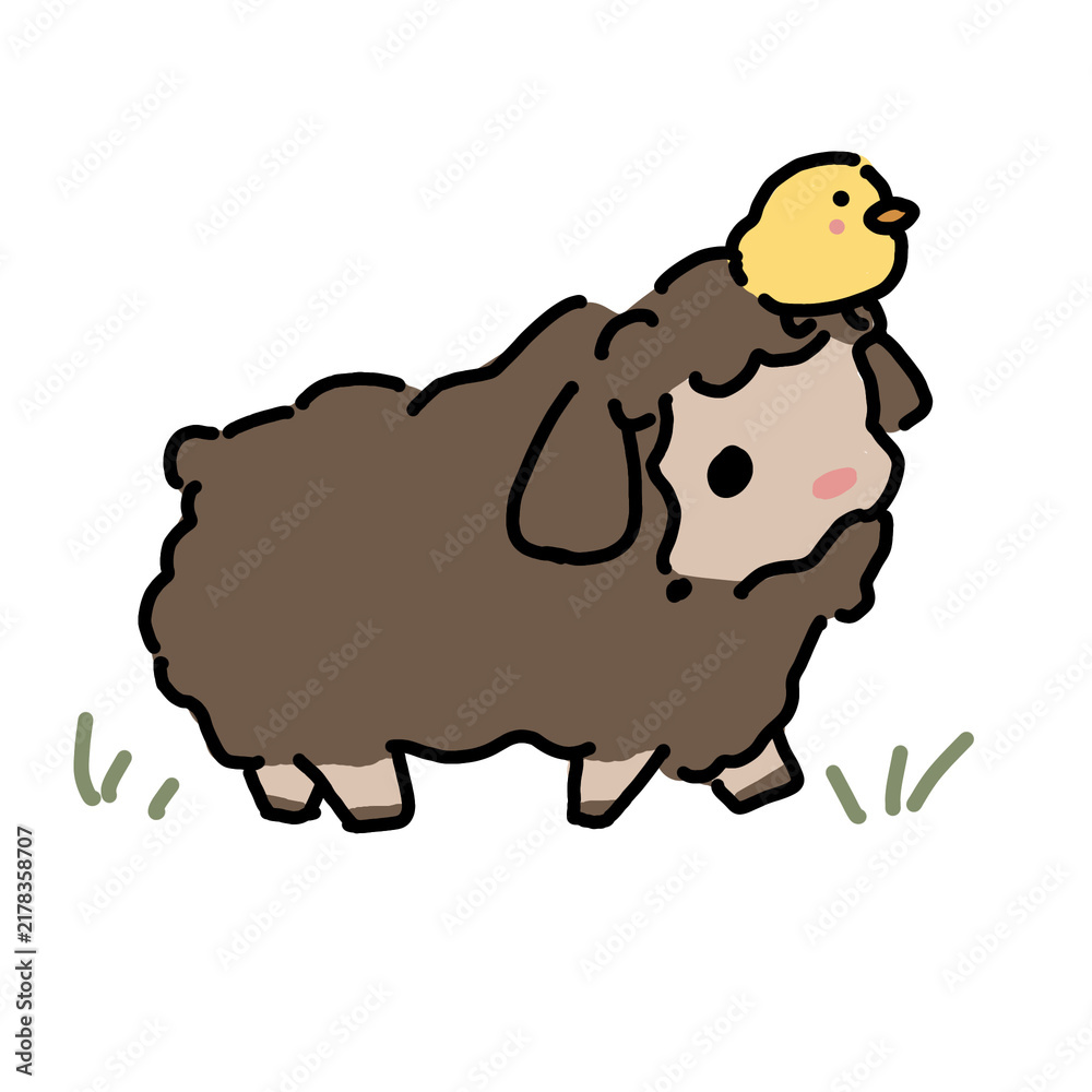 Obraz premium Cute Brown Sheep Cartoon Character