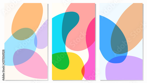 Set Abstract Background With Hand Drawn Organic Shapes Modern Minimal Style Flat Purple Orange Blue Pink Pastel Colorful Design Vector. Ideal for Social Media Posts, Website Banners, Presentations