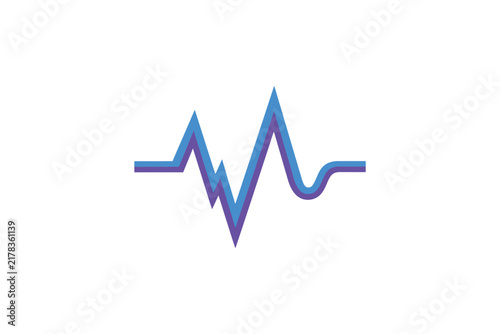 Colorful heartbeat line icon on white.