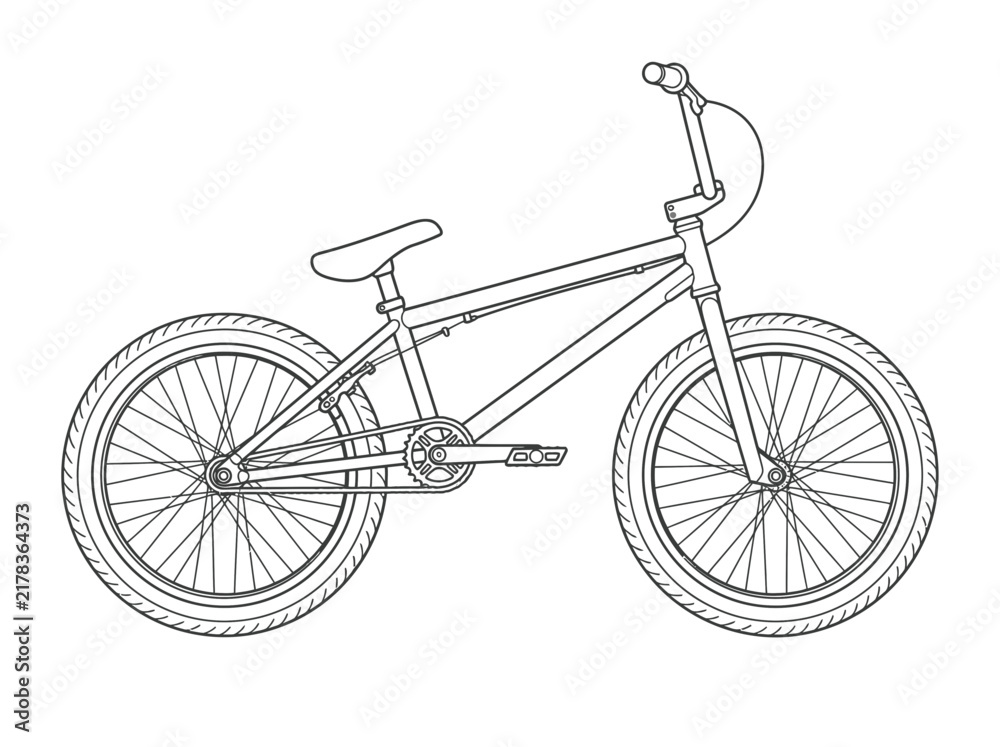 Fototapeta premium Detailed line art drawing of a BMX bicycle, perfect for coloring or design projects.