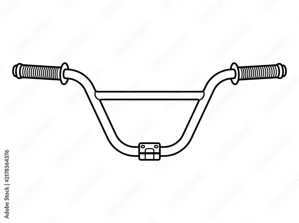 Obraz premium A simple line art illustration of bicycle handlebars with grips, depicted in black and white.