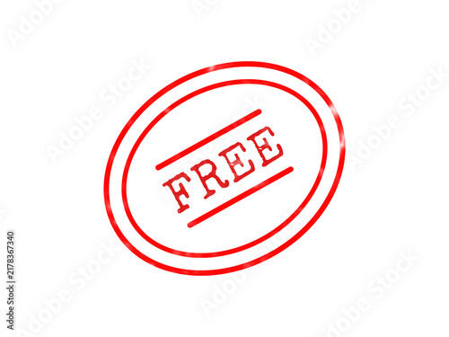 Red ink rubber stamp design with the word free inside a double oval border frame isolated on transparent background