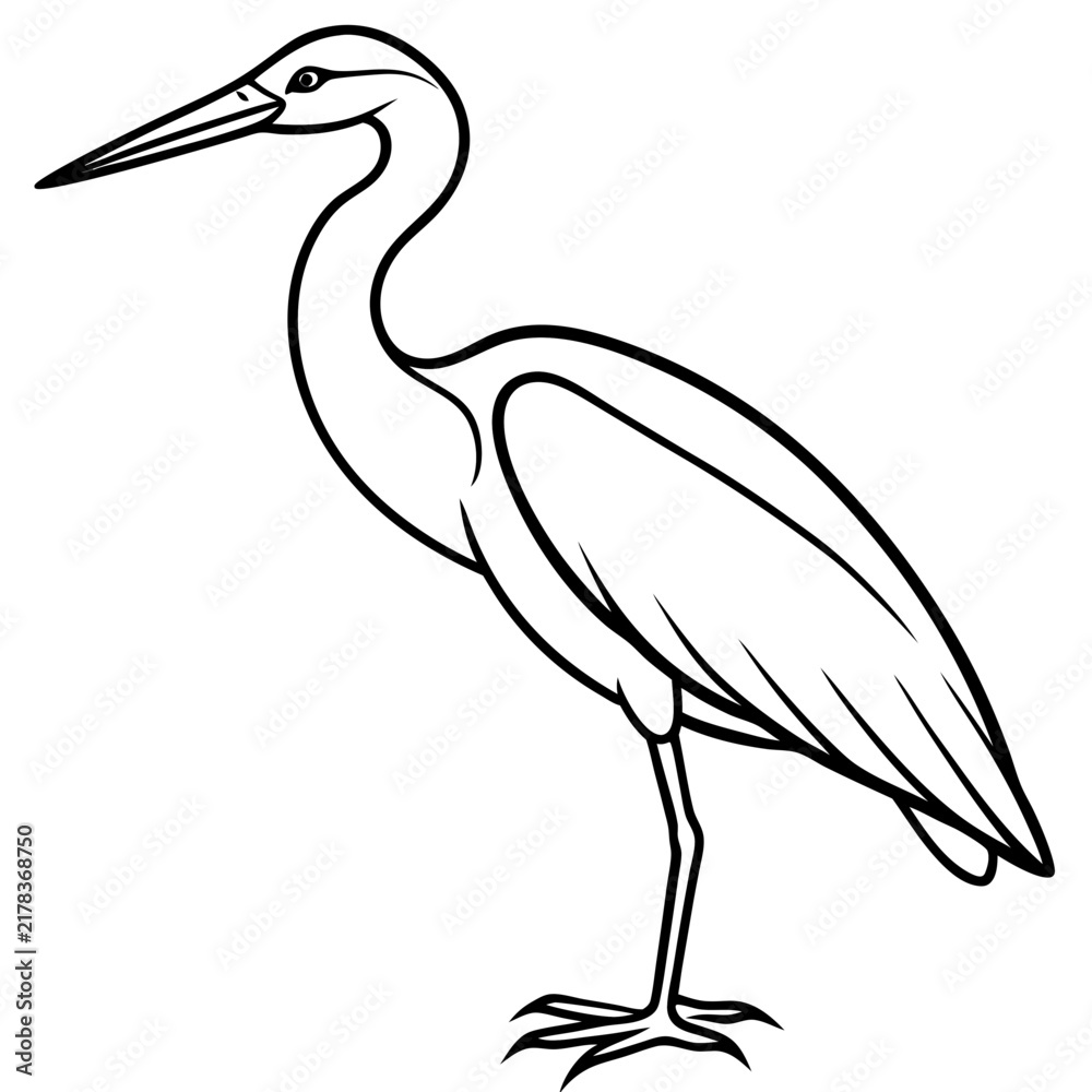 Fototapeta premium Heron line art vector