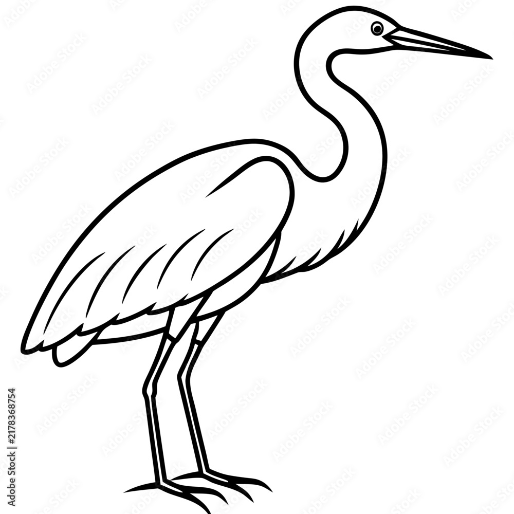 Fototapeta premium Heron line art vector