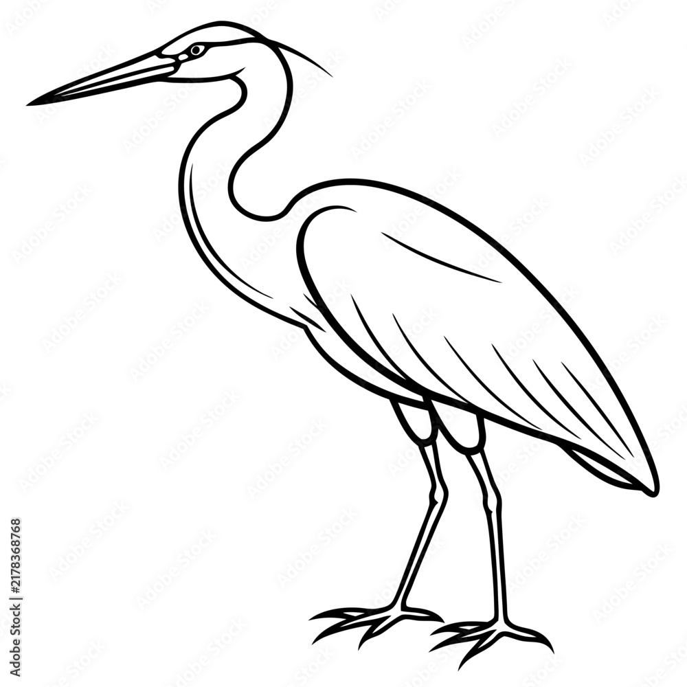 Fototapeta premium Heron line art vector