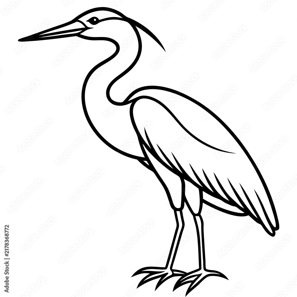 Fototapeta premium Heron line art vector