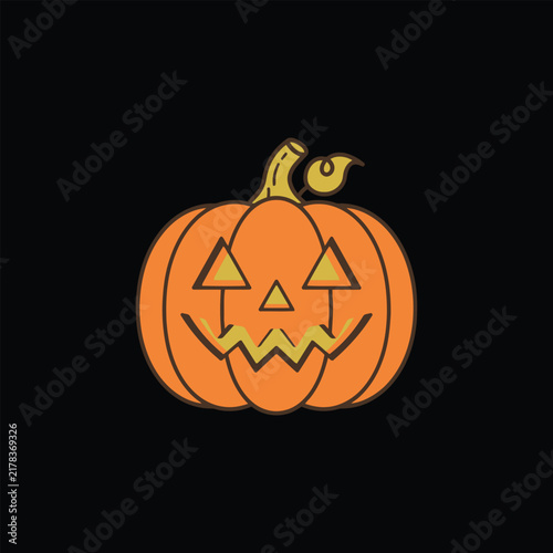 Jackolantern pumpkin for Halloween celebration spooky carved face.