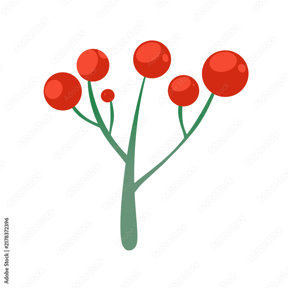 Obraz premium Stylized Red Berry Branch Illustration