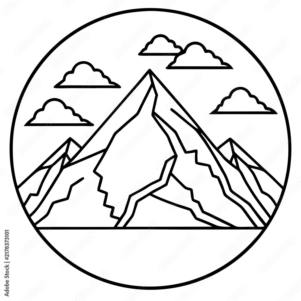 Fototapeta premium Mount Olympus line art vector