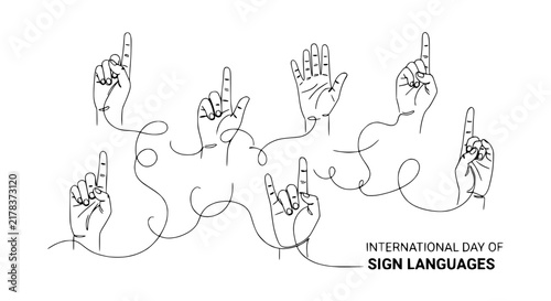 International Day of Sign Languages: Diverse Hand Gestures, Communication Concept