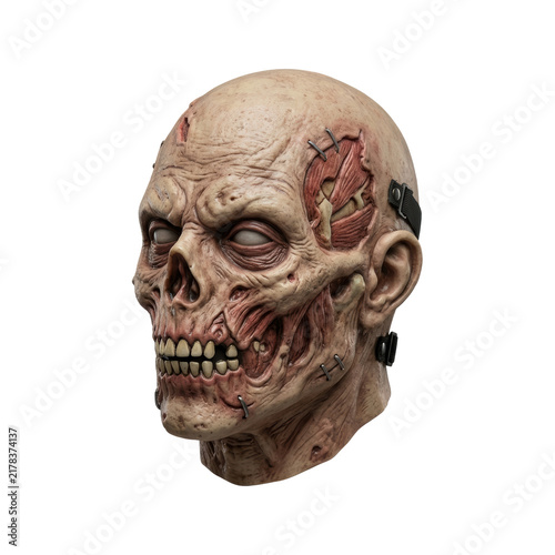 Zombie mask with exposed muscle and bone detail