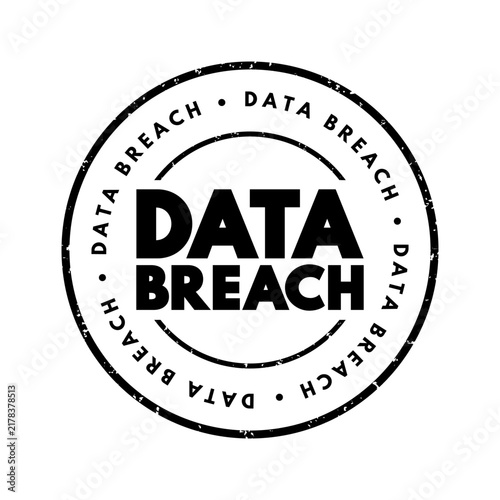 Foto Data Breach round rubber stamp text, grunge circle badge sign meaning confidenti