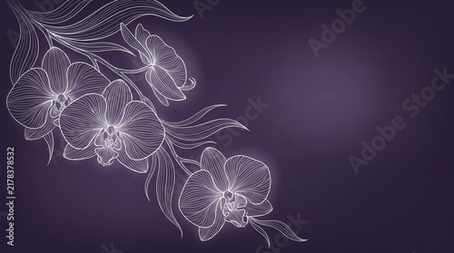 Gleaming floral branch illustration glowing against a dark purple background