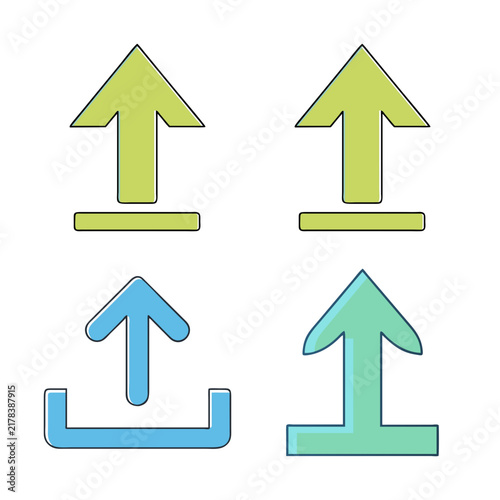 Simple upward arrow icons in different styles - Four clean arrow icons pointing upward in modern, flat design styles with subtle color variations.
