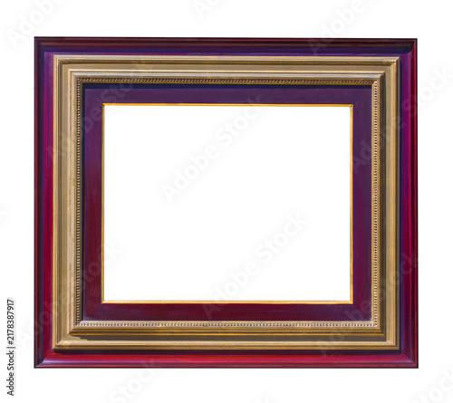 Konstfotografi Ornate gold and maroon wooden picture frame on transparent background